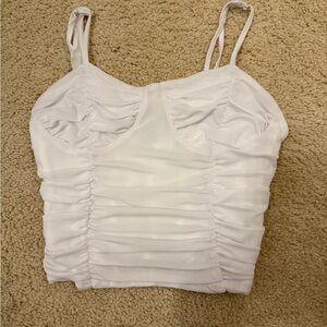 Forever 21 White Ruched Tank Top